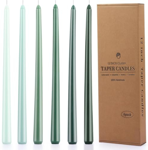 12 Inch Taper Candles Set of 6 Unscented Long Burning Smokeless Long Tall Tapered Candles for Candlesticks Sticks Wedding Home Christmas Decor Dinner