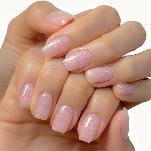 KANORINE Jelly Gel Nail Polish UV/LED Glitter Nude Pink Colour Coat | Translucent,Long-Lasting,High-Gloss Wear ,Easy-Apply,Soak-Off