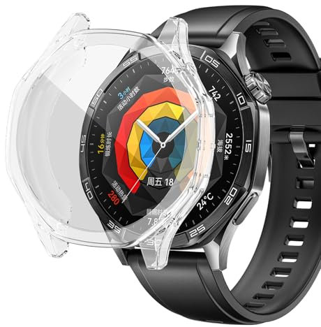 sciuU Protective Case compatible with Huawei Watch GT 5 46mm, All-around Flexible TPU Case with Built-in Screen Protector, Soft Frame & Shockproof Cover fit GT5 Smartwatch - Transparent