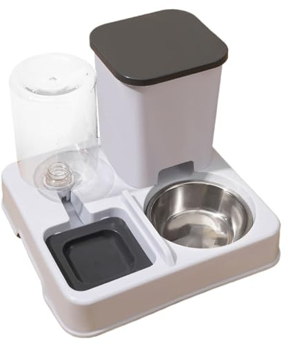 Bomefoi Alimentador automático 2 en 1 para Gatos, y Bebedero para Alimentos para Mascotas, Botella de Agua automática Antideslizante, estación de alimentación por Gravedad para Mascotas,