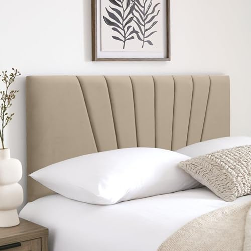 HB-1 Headboards for Beds – Sunrise 24'' Divan Bed Headboard – Headboards for Divan Beds, Bedroom & Hotel Furniture, Elegant Soft Plush Fabric Head Board (Coffee Plush, 3FT Single)