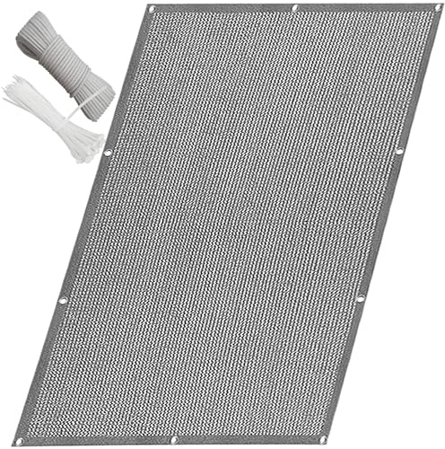 QINLIQIN Balkon Sichtschutz 90 x 160 cm Balkon Markise Camping Stoff Blickdichte Windschutz Reißfest mit Befestigungsschnur Kabelbinder für Wohnungsgeländer, Hellgrau