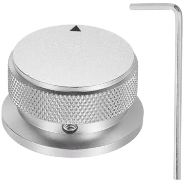 QUARKZMAN 1 Stück Aluminium Potentiometer Knöpfe 1/4 (6mm) Drehknopf Gitarrenknöpfe Universelle Lautstärke Tonregelknöpfe mit Pfeilindikator Lautstärkeregler für Gitarre Bass 13/16 Silber