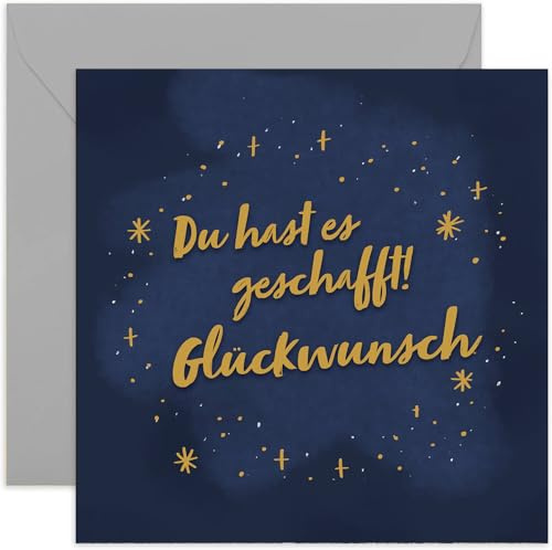 Hochwertige Glückwunschkarte zur bestandenen Prüfung mit Umschlag. Grußkarte mit Spruch, Abitur, Feier, Abitur, Bachelor, Master - Für Sohn Tochter Schwester Bruder - Sternenhimmel
