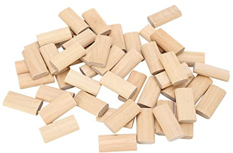 50 Pezzi Tasselli in Legno, 10x50mm Piatti e Snelli Blocchi di Inserimento in Legno Solido di Faggio per Lavorazione del Legno Mobili