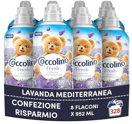 Coccolino Mjukmedel Koncentrerad Medelhavet Lavendel, Mjukmedel Tvättmaskin, Naturlig Mjukhet, Lång friskhet, 41 Tvättar, 8 x 952 ml