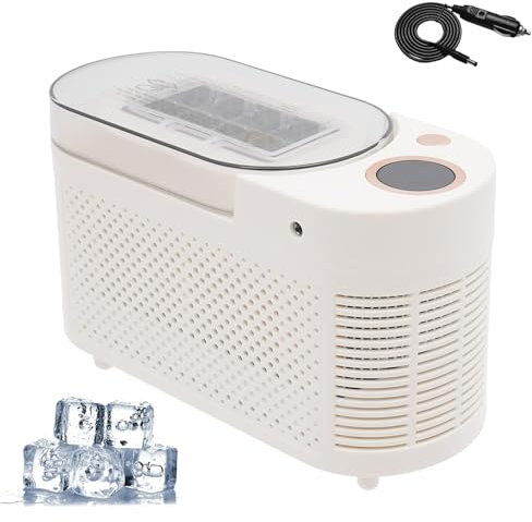 AXGCAA Mini Ice Making Machine, Compact Countertop Ice Maker, 8 Cubes in 15 Mins, 120W Dual Powered Automatic Ices Box with Clear Cover, Good Heat Dissipation, for Home, Office, Camping Use
