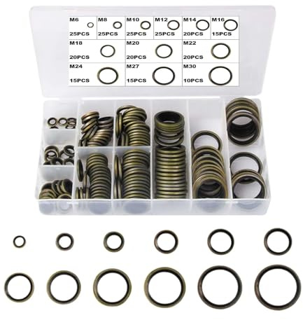 235 pièces Jeu de joints toriques en caoutchouc, 12 tailles, Joints en caoutchouc, Jeu de joints hydrauliques joint d'étanchéité Bonded Seals, kit de joints d'étanchéité hydrauliques, rondelles