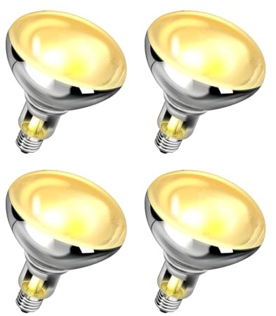 GlintBay 4Pack 200W E27 Heat Lamp Bulbs, Food Heat Lamp Bulb, E27 Food Warming Bulb, Brooder Lamp Bulb, Heat Lamp for Chicken, Bathroom Heat Light