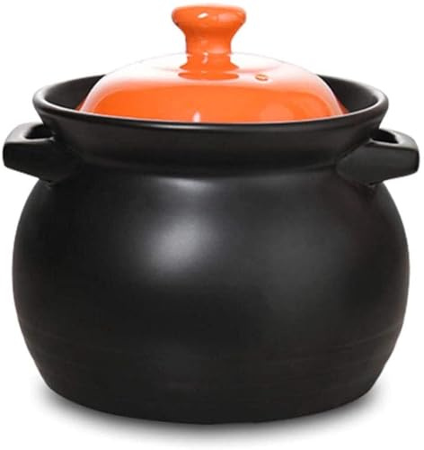 Casseruola in Terracotta e Ceramica da 3 Litri con Coperchio, pentola in Argilla Resistente al Calore per stufati, Curry e Altro, Antiaderente e Facile da Pulire