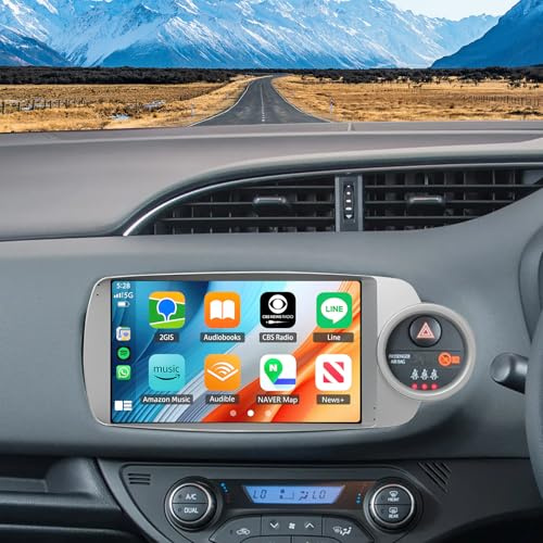 Android 13 Car Stereo for Toyota Yaris Vitz 2012-17 2+32G Head Unit with CarPlay Android Auto GPS Navigation 9 inch Touchscreen Car Radio with Bluetooth Wifi FM/RDS SWC AHD Backup Camera Mic
