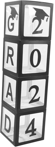TOYANDONA Caja de Globos para Fiesta de Graduación de Cajas Negras con Letras y Contenedor para Decoración y Almacenamiento de Globos para Celebrar Graduaciones