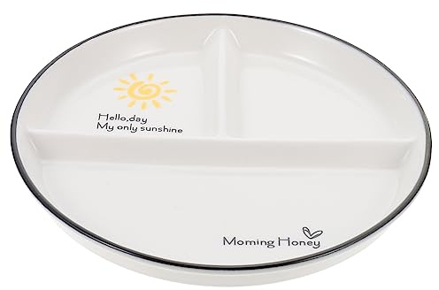Cabilock 2 piezas Plato Dividido de Cerámica para Control de Porciones Diseño con Compartimentos para Adultos Microondas y Lavavajillas para y Alimentación Saludable
