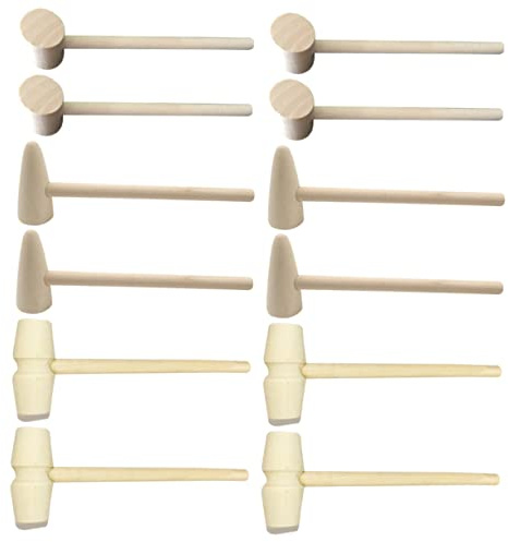 BESTonZON 15pcs Boys and Girls Wood Hammer Toy Set, Mini Wooden Mallets for Children, Includes Sizes 1, 2, 4 (5pcs Each), Educational Pounding and Beating Toy for Boys and Girls