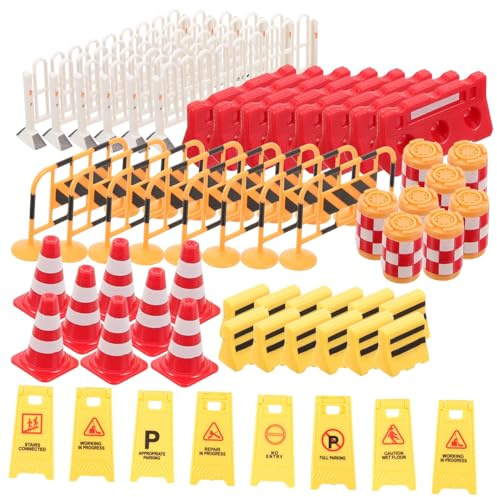 Gatuida 62 Pièces Barrage Routier Jouet Panneau De Signalisation Barrières Routières Jouet De Panneaux De Signalisation Faux Panneau De Rue Jeu