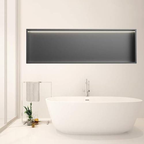 ZBORAVPIX Einbauregal Dusche Nische Alcove， Duschnische aus Edelstahl mit LED-Beleuchtung, mehrere Größen, Mehrfarbig(Grey,72cm)