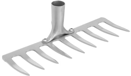 Gadpiparty Rastrillo de Jardín de Hierro Plateado de 9 Dientes Herramienta Agrícola para Arar y Quitar Hierba sin Mango Adecuado para Jardinería y Limpieza de Césped