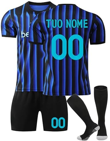 personalizzata Maglia da calcio per bambini 2025/2026, maglietta da calcio con nome e numero, sportivo set da allenamento per, maglietta, pantaloncini e calzini, regalo tifosi di calcio per ragazzi