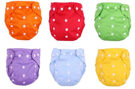 SENECESLI Pañales de Tela para bebé, Suaves, Ajustables, Lavables, Transpirables, Reutilizables para Bebés, Juego de 6