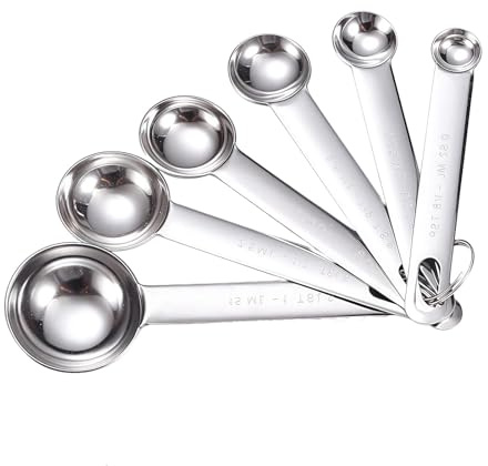 6 PCS Stainless Steel Measuring Spoons Sets, Tablespoon Measuring Spoon, Teaspoon Measuring Spoons, for Cake Baking Measuring Dry and Liquid Ingredients(Silver)