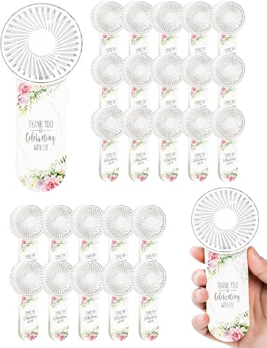 Knsdtsy 25 Pcs Wedding Mini Fans - Personal Portable Mini Handheld Electric Fans for Wedding Favor - Bulk Battery Powered, Battery Not Include, Elegant Forest（Green）