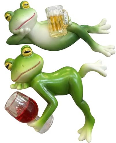 CAKEEYUM 2 Pack Frog Figurine, Garden Statues Cute Realistic Resin Frog Statue for Yard, Pond Edge, and Flower Pot Decoration Figurine, Statue, Decor, Garden, Yard Statues, Sta