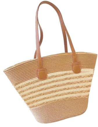 Borsetta In Paglia | Boho Intrecciata Grande Capacità - Borsa Tote Da Spiaggia In Paglia A Tracolla,Per Viaggi All'Aria Aperta Vacanze Shopping Piscina Ufficio Università Feste Compleanni Matrimoni