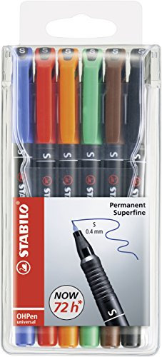 STABILO - Folienstift - OHPen universal - permanent superfein - 6er Pack - mit 6 verschiedenen Farben