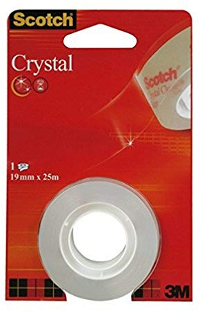 Scotch Crystal Ruban Adhésif Transparent, Recharge de 1 rouleau, 19 mm x 25 m - Ruban Adhésif Transparent à Usage Général pour l'Ecole, la Maison et le Bureau