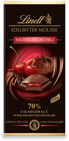 Lindt Schokolade Mousse Tafel | Edelbitter Mousse Sauerkirsch-Chilli | 13 x 150 g