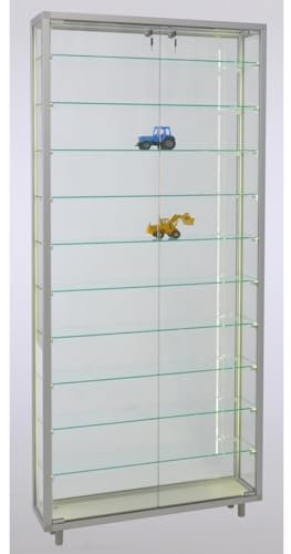 MHN Sammlervitrine & Standvitrine 19 x 78 x 183,5 cm – Flache Glasvitrine zur Wandaufstellung, abschließbar – ohne Beleuchtung – für Modellautos, Modell-Eisenbahn oder Figuren