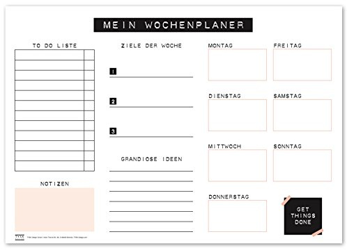 TYSK Design Schreibtischunterlage Rosa (Design wählbar) Tischunterlage aus Papier zum Abreißen DIN A3 To Do Liste Notizblock Wochenplaner