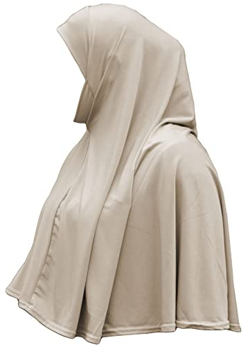 Yaqeen Hijab - Foulard con copertura per mento, pronto per Hijab Khimar XL Amira lycra, colore: Beige