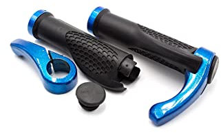 vhbw 2X Poignées de Guidon pour vélo et VTT - Poignee avec Cornes Bar-Ends, Ergonomique Noir/Bleu