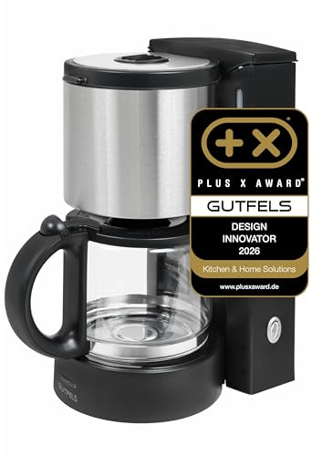 GUTFELS Filterkaffeemaschine KA 8101-1,25l Glaskanne, 1080W, Schwarz | Kaffeemaschine mit Tropfstopp und Abschaltautomatik - Warmhalteplatte fuer 12 Tassen - Modernes Edelstahl-Design