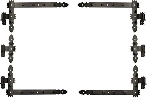 KOTARBAU® Winkelband 600 x 300mm 6 TLG. Kloben Mittelband Kreuzband Fensterladenband Winkelscharnier Türband Torband Pulverbeschichtet Fensterband
