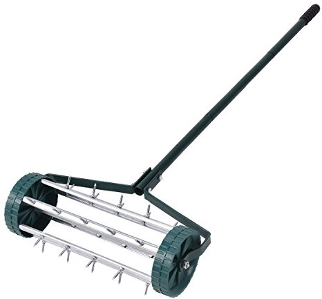 DREAMADE Rasenlüfter Walze, Rasenrolle mit 43 cm Breite, vertikutierer Rasenwalze, Rasenbelüfter 45cm, Rasenwalze, Rasenlüfter Aerifiziergerät