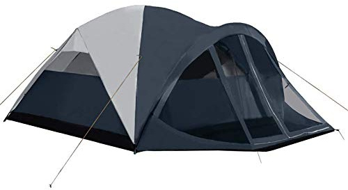 Pacific Pass 6 Person Dome Tent w/ Removable Rain Fly and Screen Room, Water Resistant - Navy/Gray