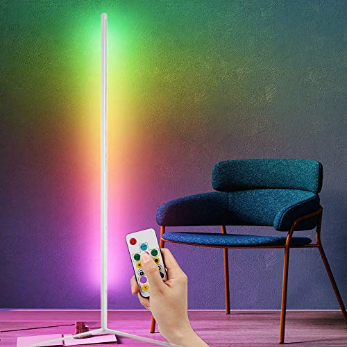 QJUZO LED Stehlampe Dimmbar mit Fernbedienung 20W Stehleuchte für Wohnzimmer Schlafzimmer Farbwechsel Lichtsaeule RGB Farbtemperaturen und Helligkeit Stufenlos …