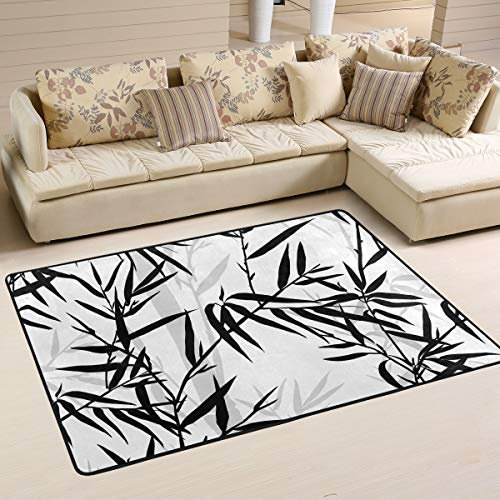 Rootti Bambus-Teppich mit Blattmuster, rutschfest, für Wohnzimmer, Esszimmer, Schlafzimmer, Küche, Flur, Fußmatte, groß, 182 x 122 cm