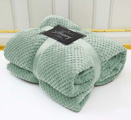 SELECT-ED Luxuries POPCORN Throws Blanket Bedspread for Bed Sofa Single, Double & King Gc (Duck Egg, Double 150cm x 200cm)