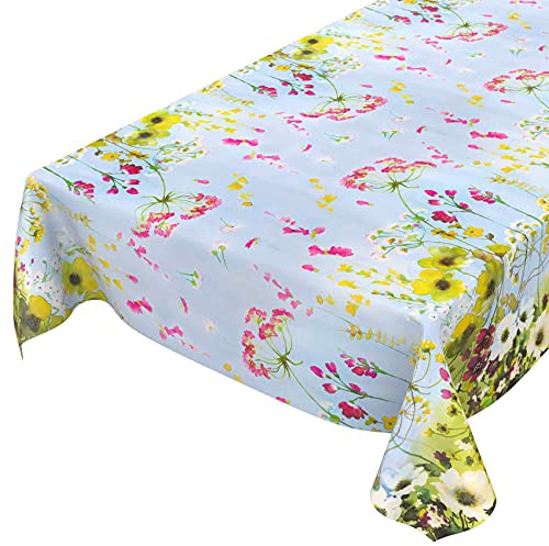 ANRO Wachtuchtischdecke abwaschbare Tischdecke Wachstuch Wildfeld Blumen Heide Mehrfarbig pflegeleicht Wachstuchtischdecke Wachstischdecke abwaschbar wasserabweisend Gartentischdecke 100x140cm