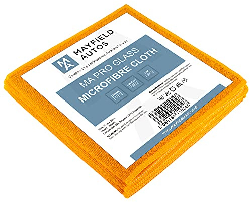 Mayfield Car Microfibre Glass Cloths x3 – 40cm x 20cm, Streak Free, Lint Free