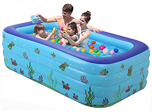 TONGQU Inflatable Paddling Pool, Large Rectangular Family Swimming Paddling Pool, Summer Garden Water Toys for Backyard Garden Outdoor - Beautiful Gifts for Kids