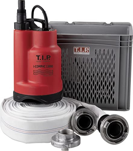 T.I.P. Anti Flut Kit (13.000 l/h Fördermenge, vertikaler Pumpenausgang, Schutz vor Überschwemmung mit Filterkorb und Feuerwehrschlauch inkl. C-Storz-Kupplung) Hochwasser-Set I-COMPAC 13000 S, 30702