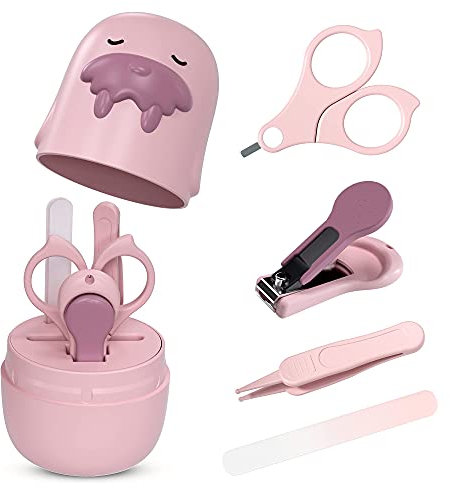 Baby-Nagelset, 4-in-1-Baby-Nagelpflege-Set mit niedlichem Etui, Baby-Nagelknipser, Schere, Nagelfeile & Pinzette, Baby-Maniküre-Set und Pediküre-Set für Neugeborene, Säuglinge, Kleinkinder
