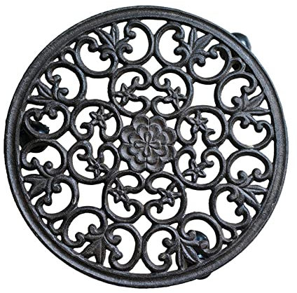 XSSS-ZC Gusseisen-Blumentopf-Tablett, Bodenstütze, Universal-Rad-bewegliches Tablett, Klassisches Retro-Großes Topf-Tablett,NO.3 Diameter 36.5cm