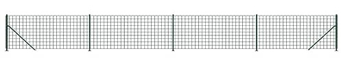 vidaXL Maschendrahtzaun, Gartenzaun Wildzaun mit Bodenhülsen PVC Beschichtung, Drahtzaun Begrenzungszaun für Außenbereich, Drahtgitter Maschendraht, Grün