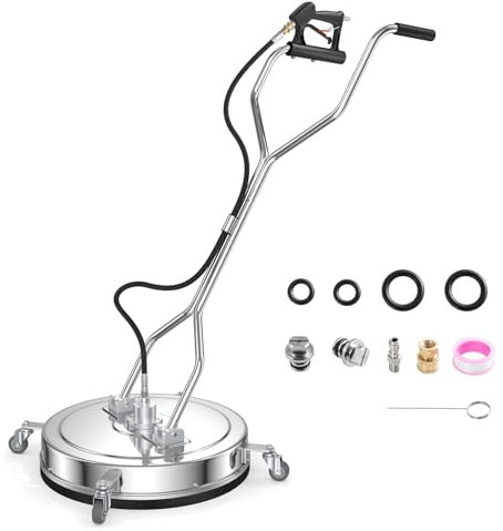 TANGZON 4000 PSI Pressure Washer Surface Cleaner, 21’’ Stainless Steel Power Cleaner Attachment with Casters, Dual Handles, 3/8'' Quick-Connect, Power Washer Accessory for Driveway Sidewalk Patio Deck