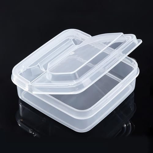 ANKROYU Recipiente De Almacenamiento De Alimentos De 3 Piezas, Recipiente De Queso Rebanado para Nevera con Tapa Abatible, Caja De Almacenamiento para Rebanadas De Queso, 10 X 10 X 4 Cm